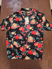 Mens Black Floral Oversized Button Up Shirt Culture Kings L