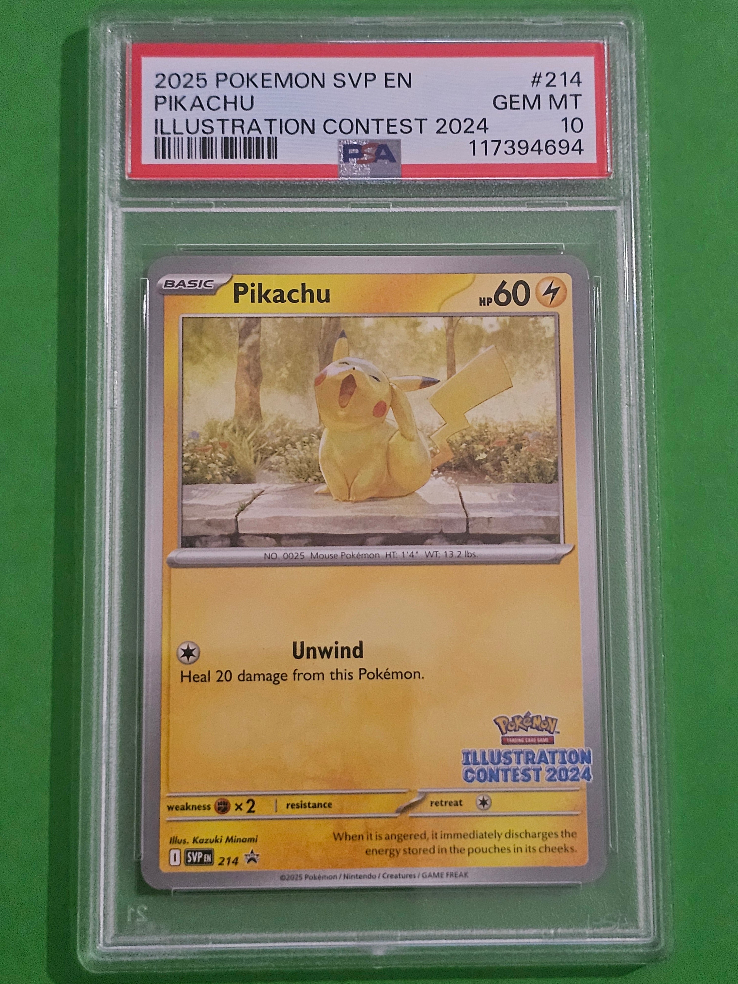 POKEMON TCG - Pikachu 214 Illustration Contest 2024 PSA 10