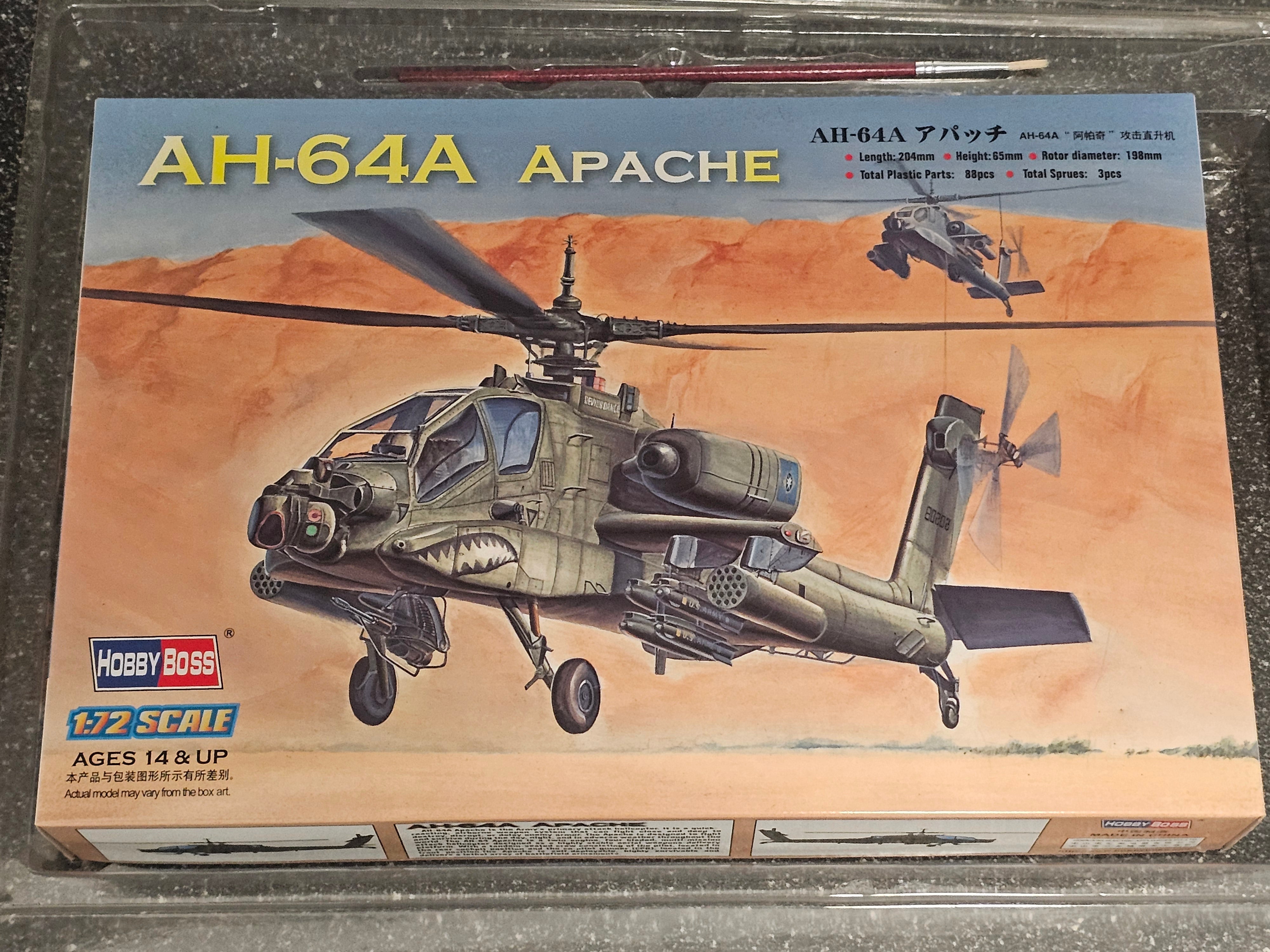 HOBBYBOSS Helicopter Model 1/72 AH-64A Apache