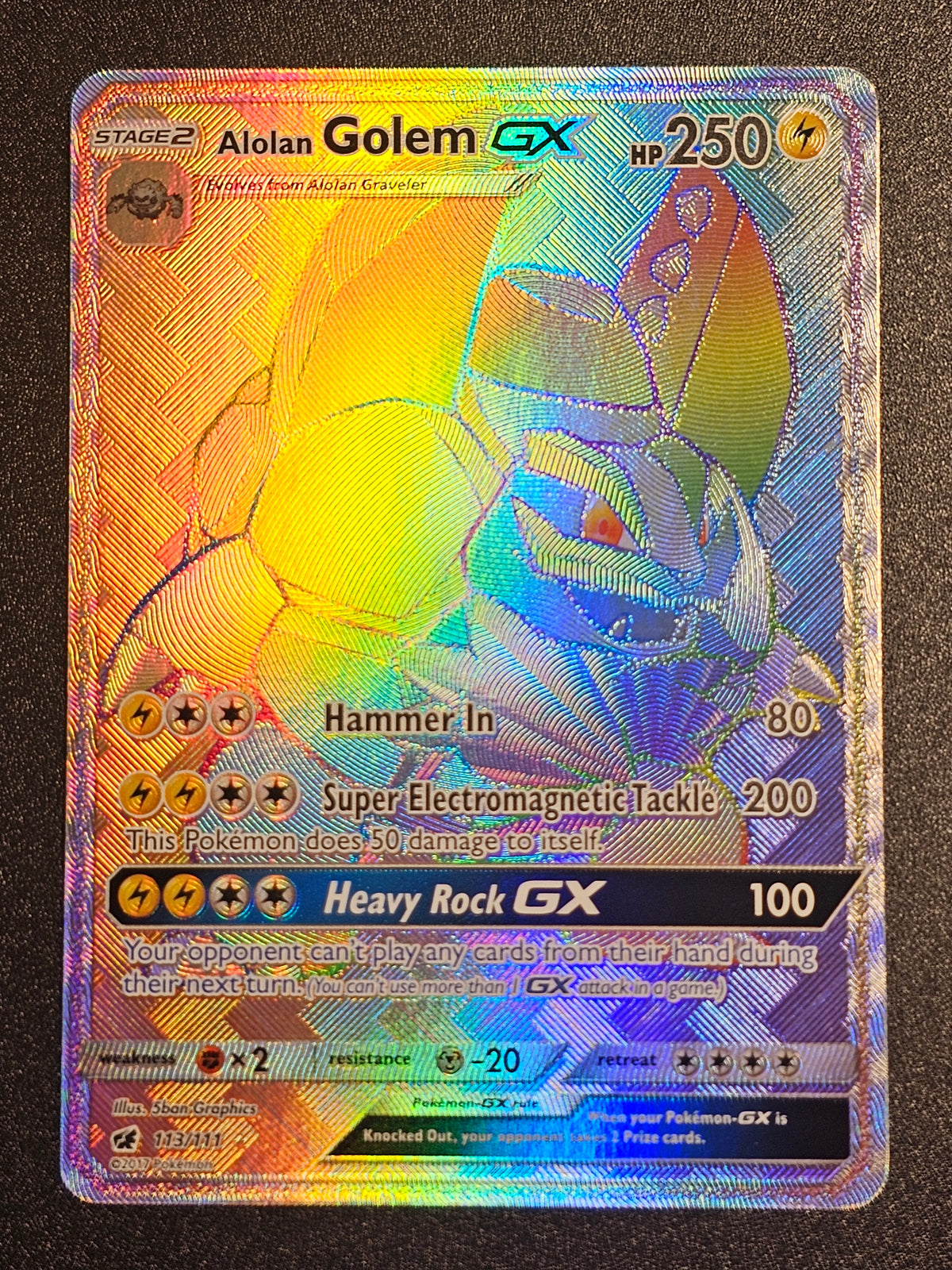 Pokemon TCG - Alolan Golem GX 113/111 Crimson Invasion