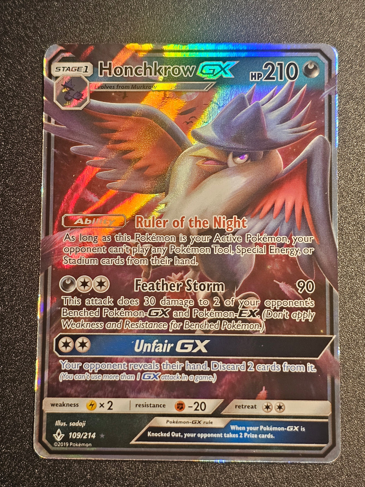 Pokemon TCG - Honchkrow GX 109/214 Unbroken Bonds