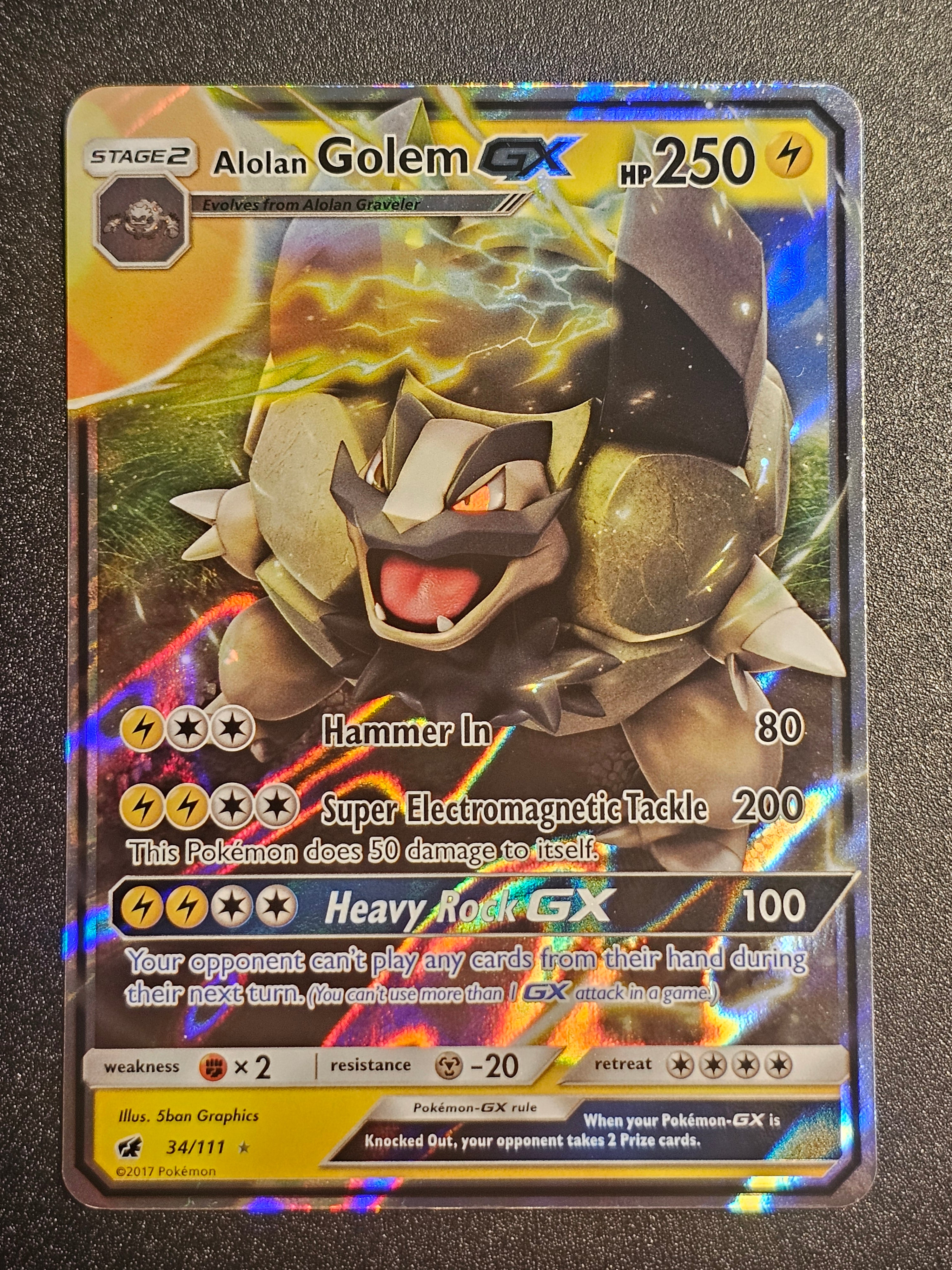 Pokemon TCG - Alolan Golem GX 34/111 Crimson Invasion