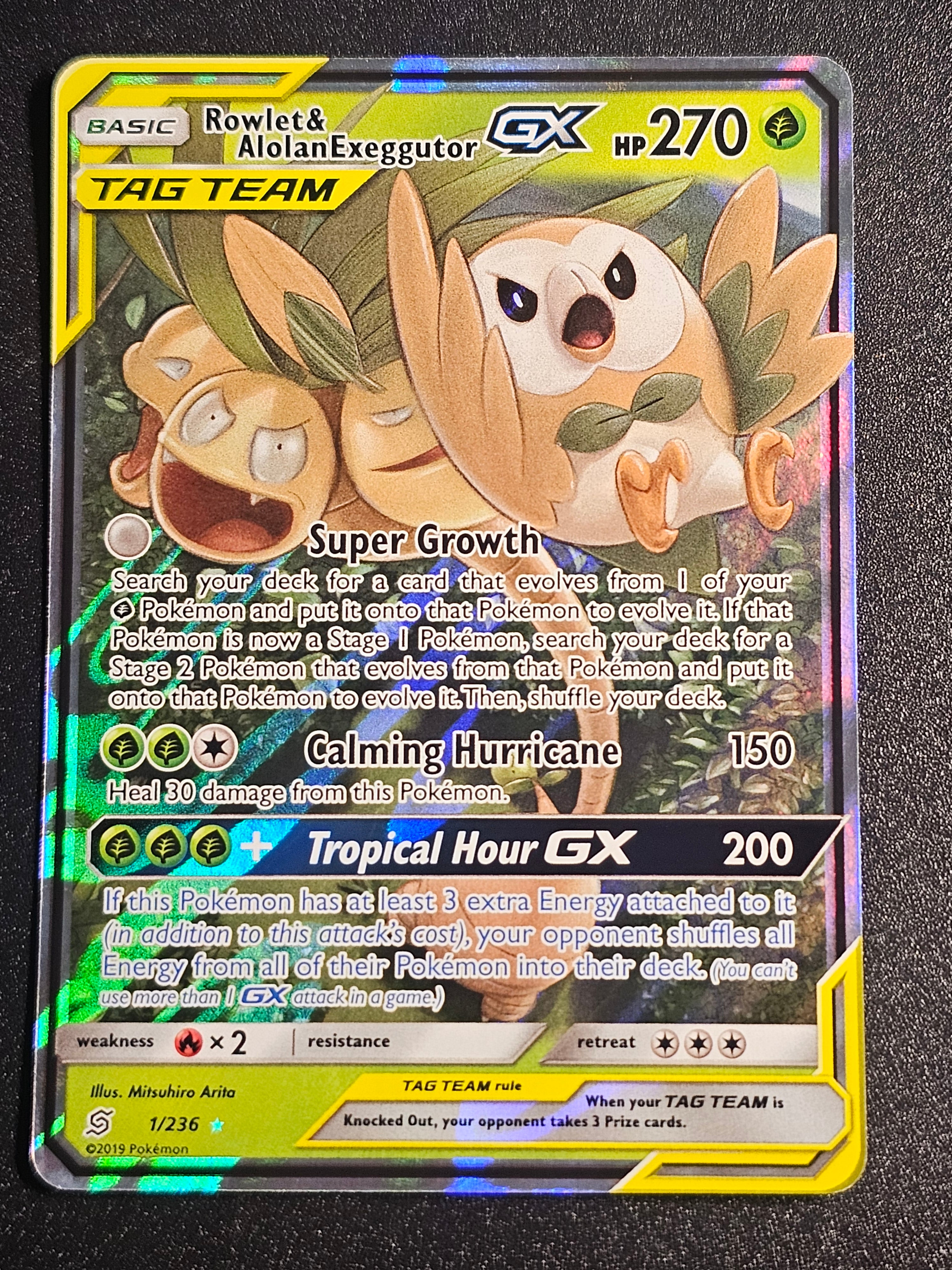 Pokemon TCG - Rowlet & Alolan Exeggutor GX 1/236 Unified Minds