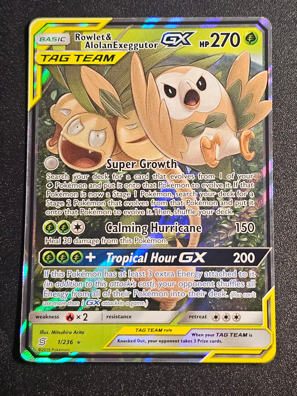 Pokemon TCG - Rowlet & Alolan Exeggutor GX 1/236 Unified Minds