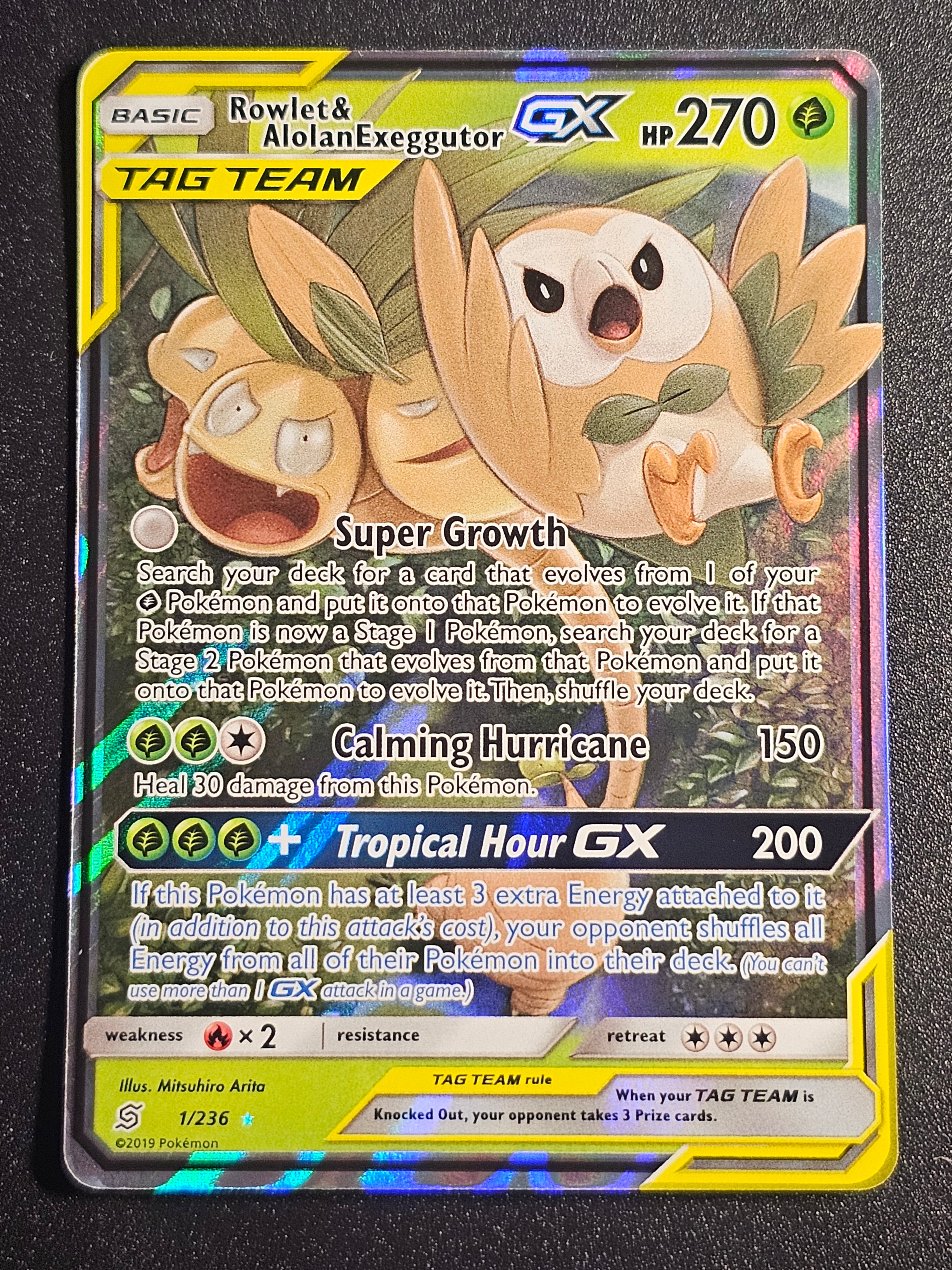 Pokemon TCG - Rowlet & Alolan Exeggutor GX 1/236 Unified Minds