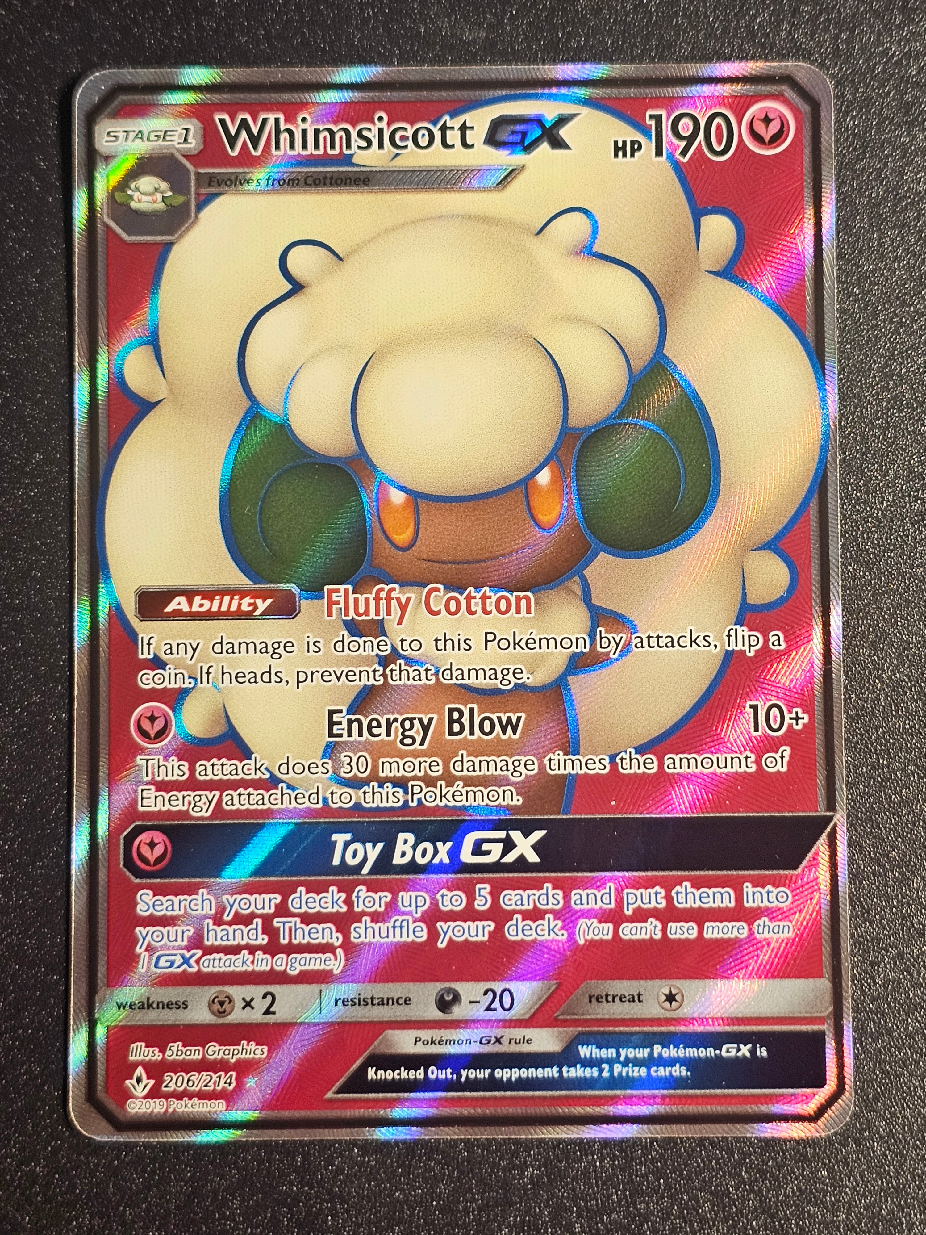 Pokemon TCG - Whimsicott GX 206/214 Unbroken Bonds