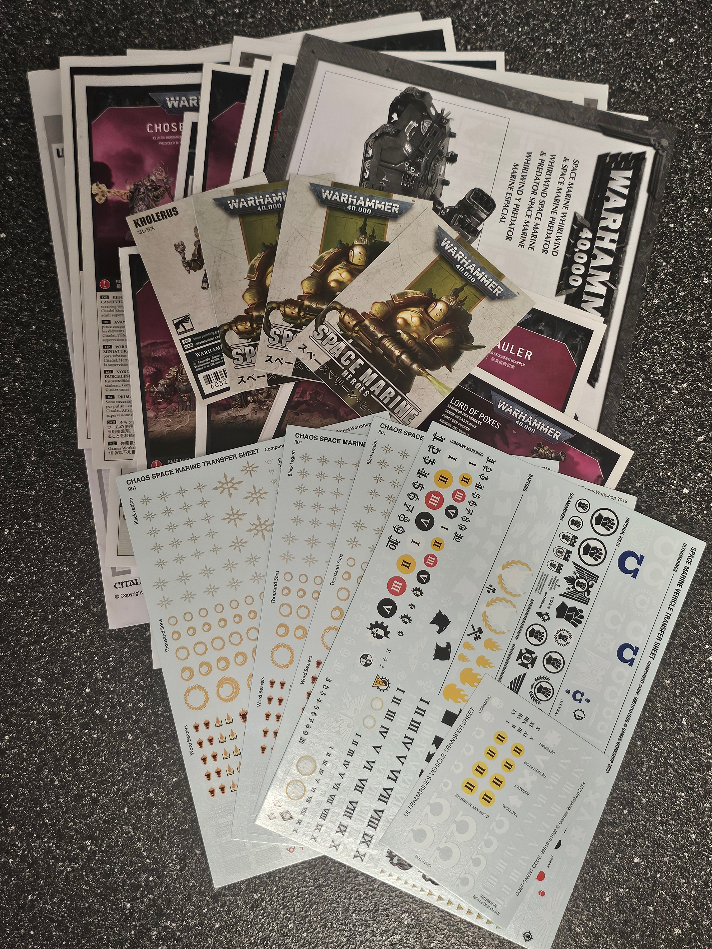 Warhammer 40k Chaos Transfer Sheets and Manuals
