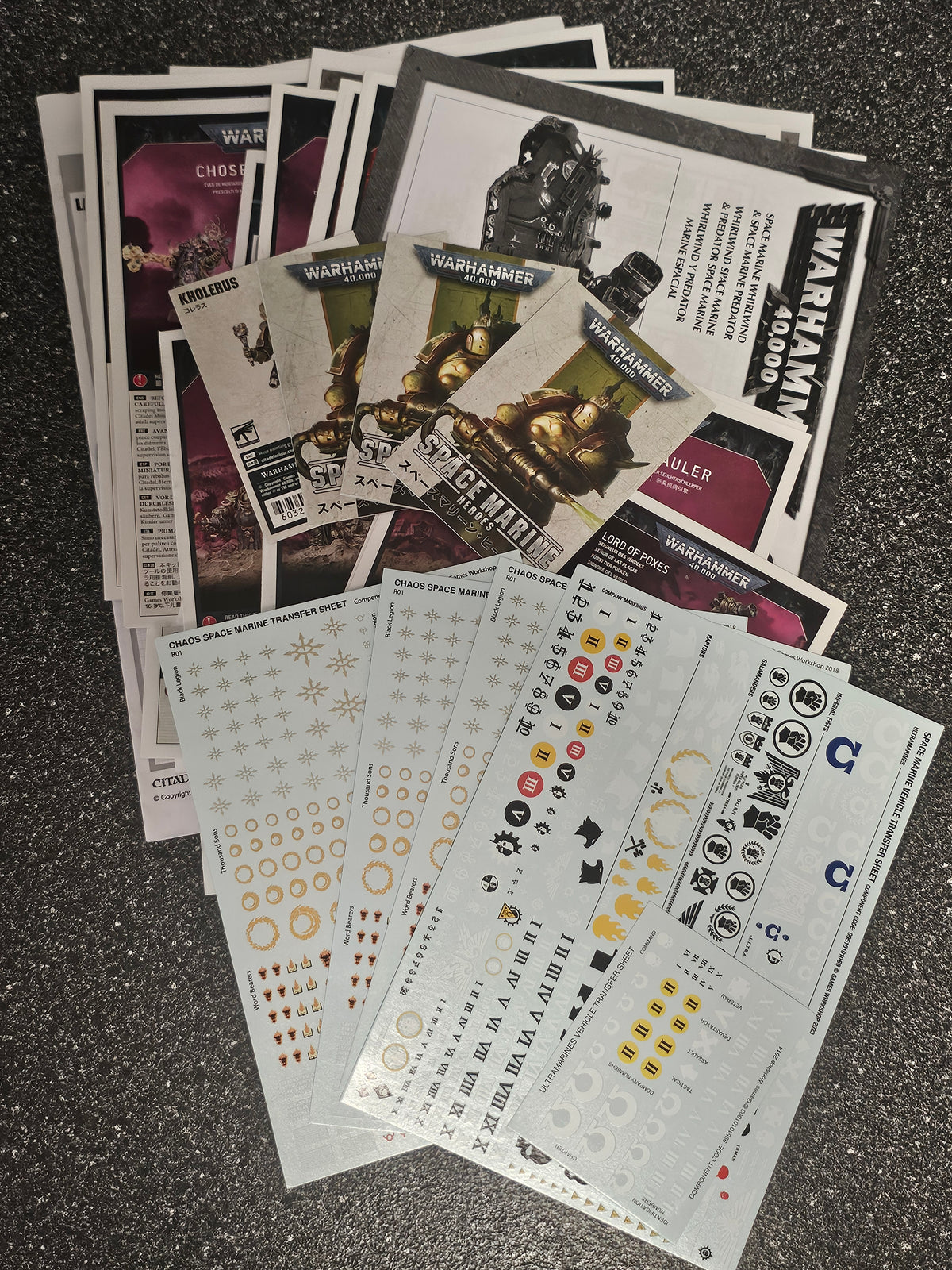 Warhammer 40k Chaos Transfer Sheets and Manuals
