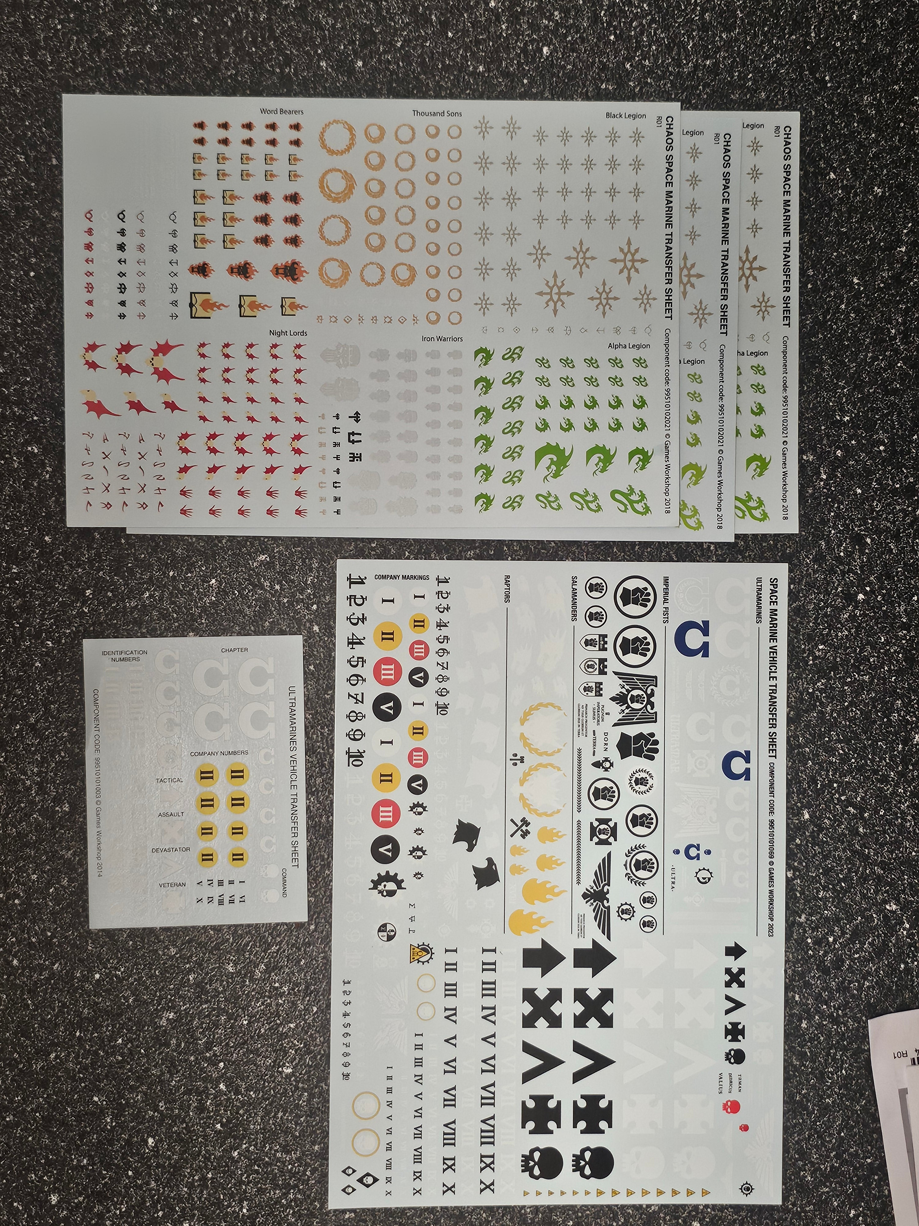 Warhammer 40k Chaos Transfer Sheets and Manuals