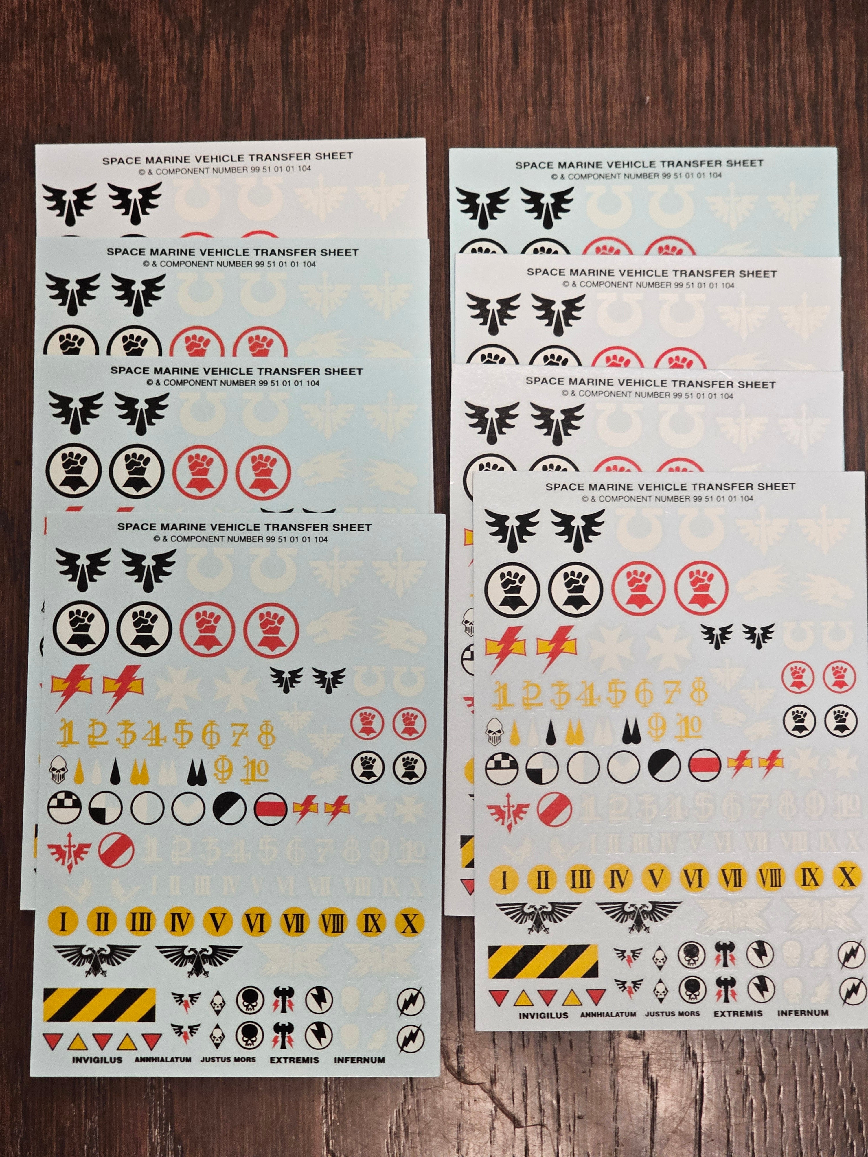 Warhammer 40k Space Marine Bits and Transfer Sheets