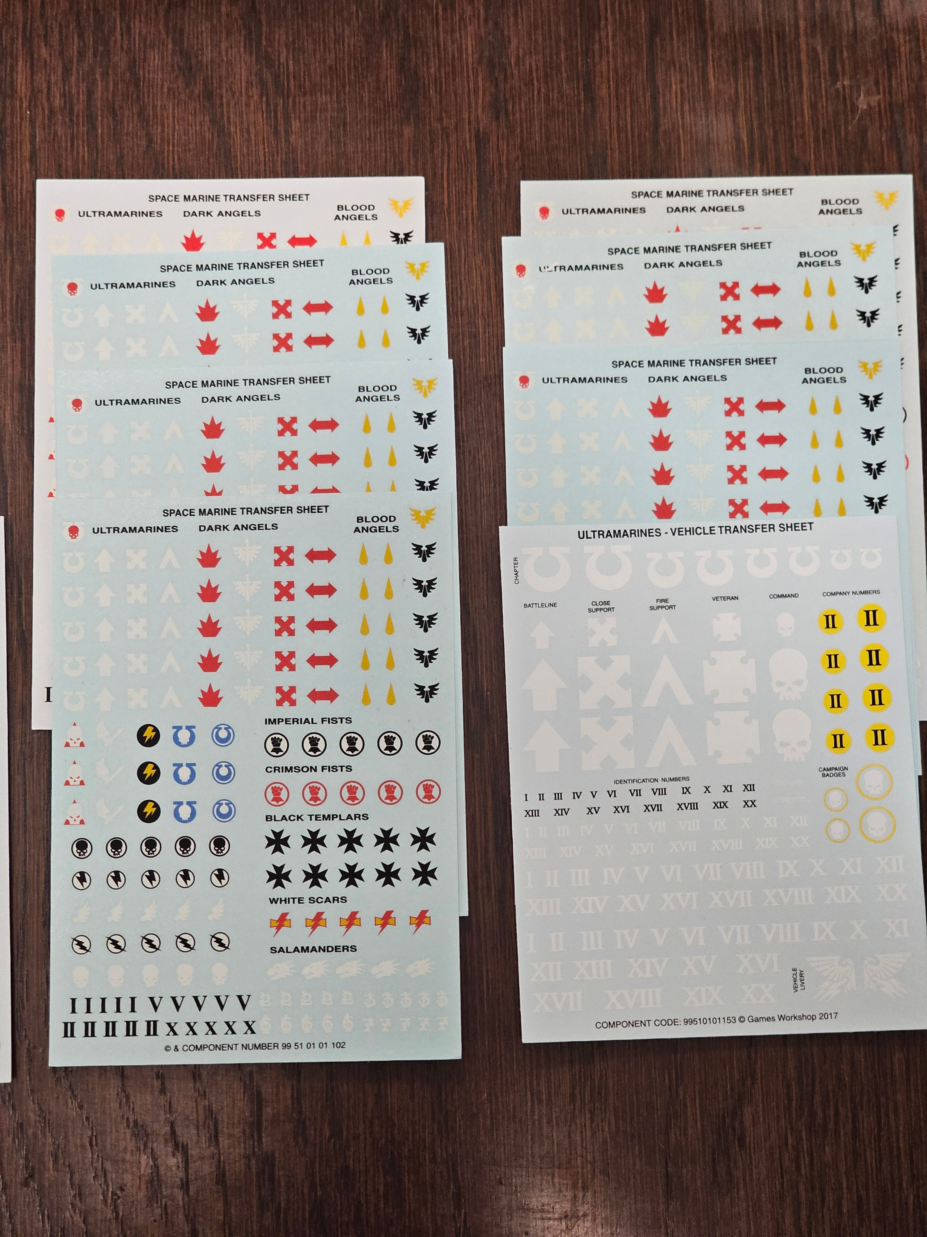 Warhammer 40k Space Marine Bits and Transfer Sheets