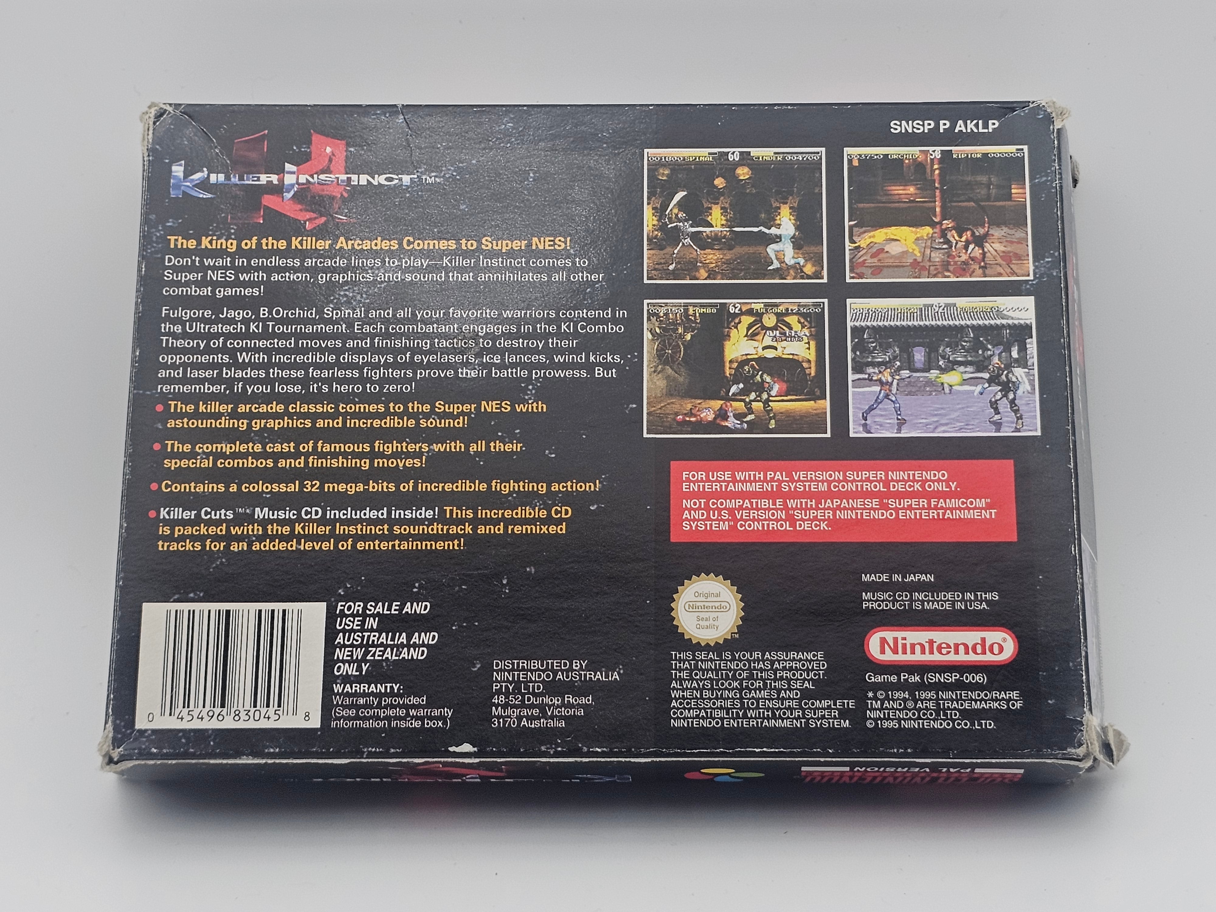 Super Nintendo - Killer Instinct PAL Boxed
