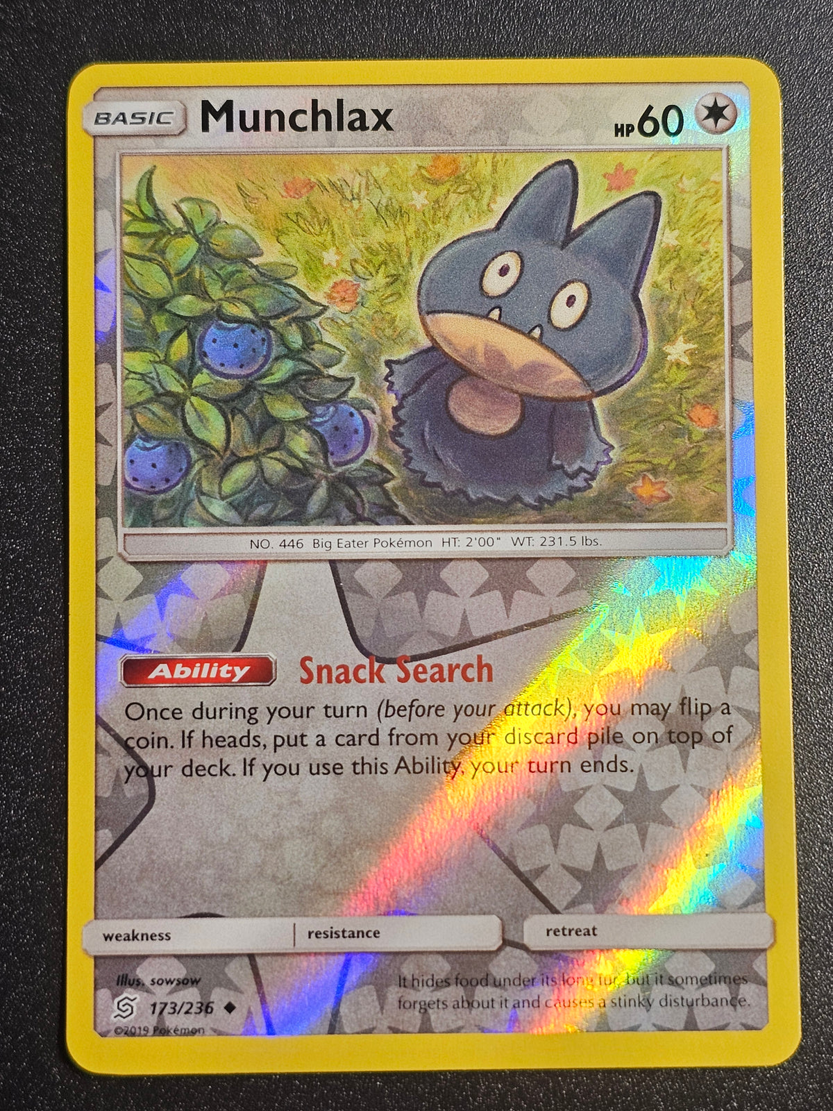 Pokemon TCG - Munchlax 173/236 Reverse Holo Unified Minds