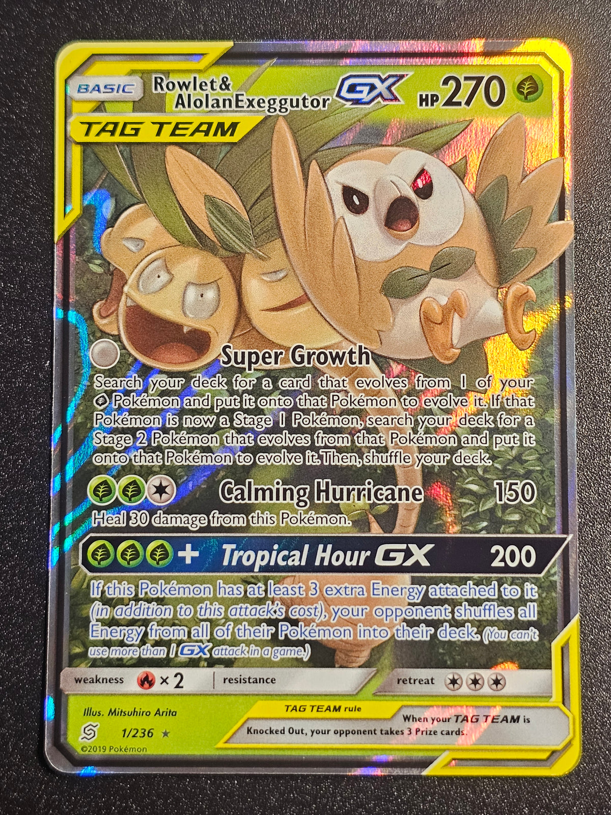 Pokemon TCG - Rowlet & Alolan Exeggutor GX 1/236 Unified Minds