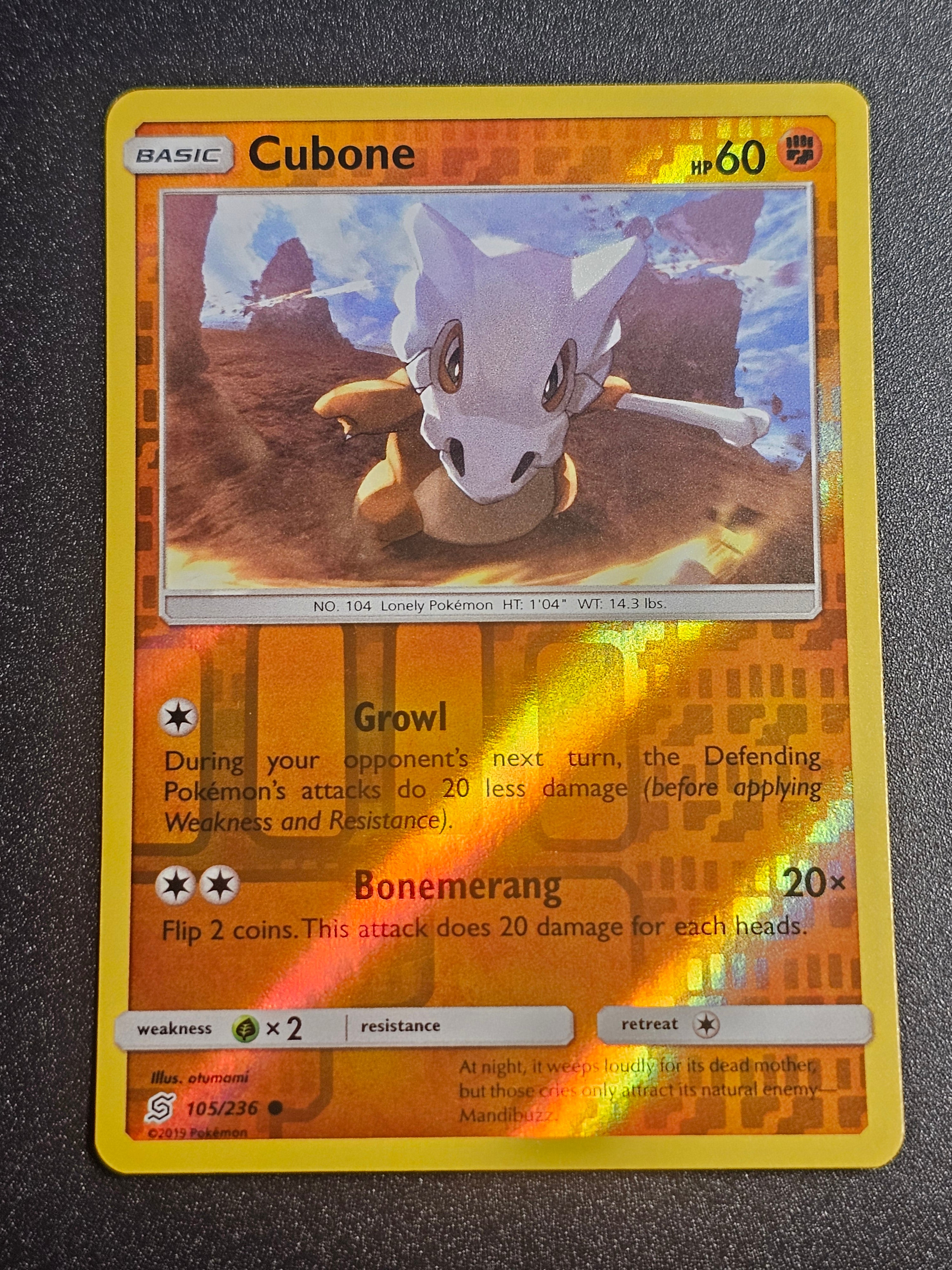 Pokemon TCG - Cubone 105/236 Reverse Holo Unified Minds