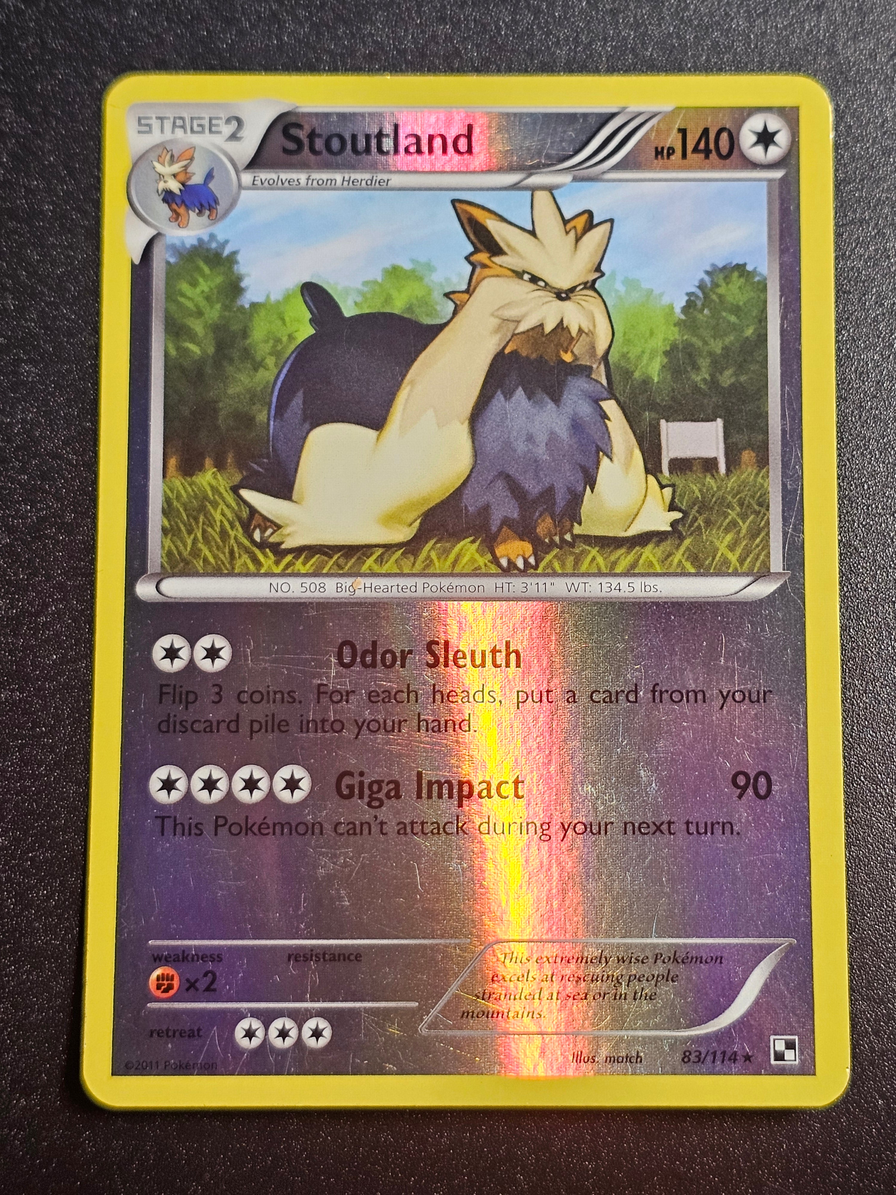 Pokemon TCG - Stoutland 83/114 Reverse Holo Black & White