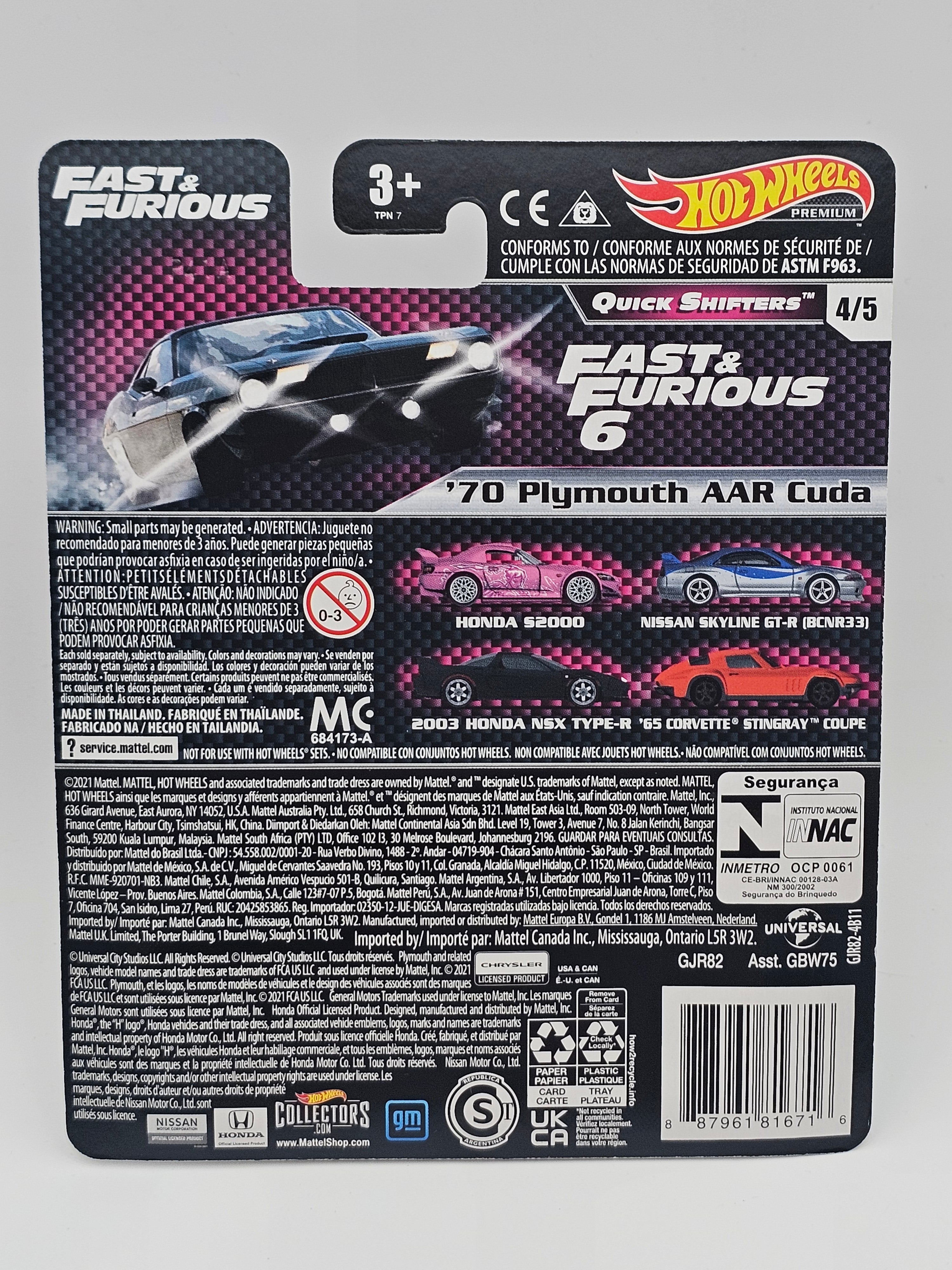 Hot Wheels Fast & Furious Quick Shifters 70 Plymouth AAR Cuda