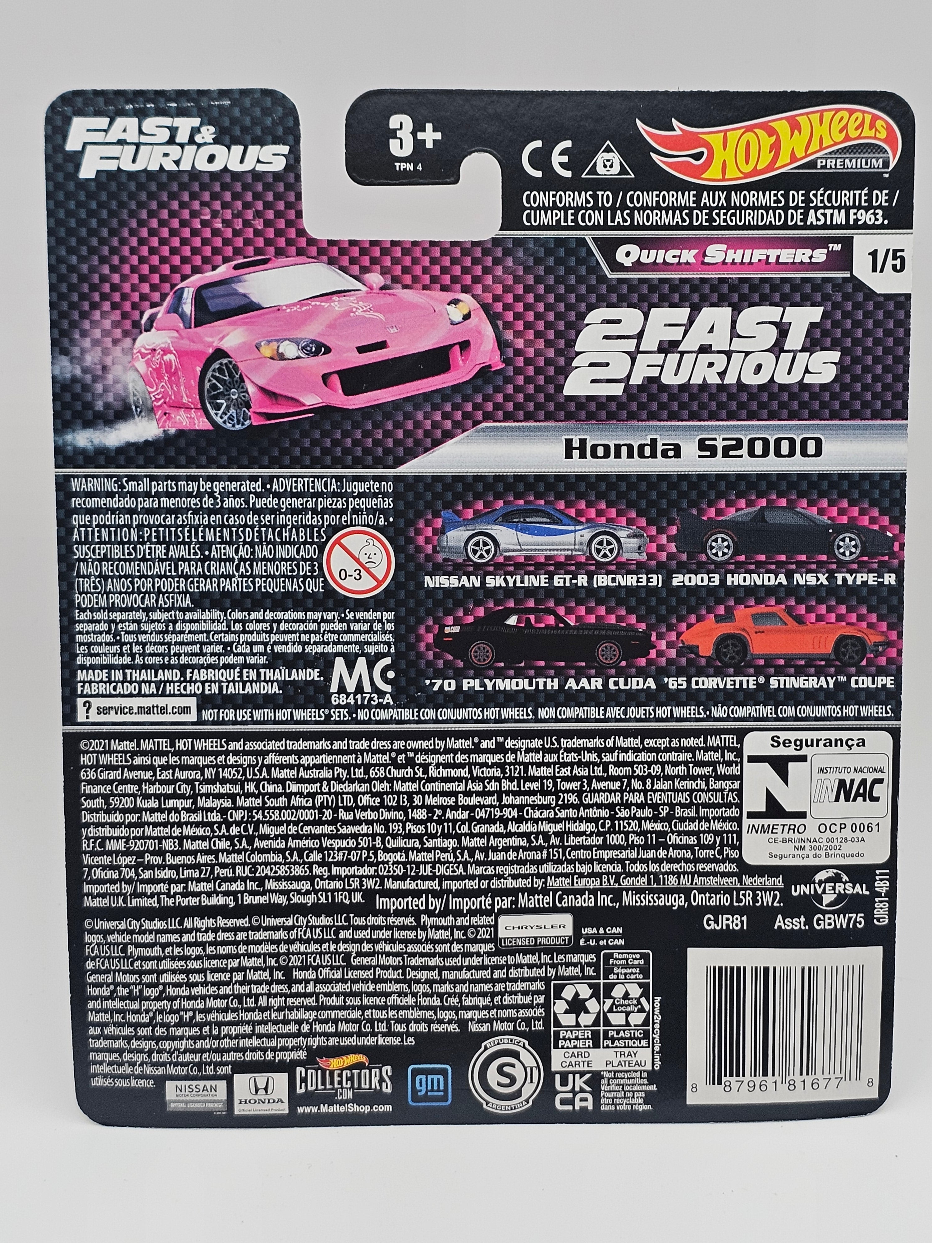 Hot Wheels Fast & Furious Quick Shifters Honda S2000