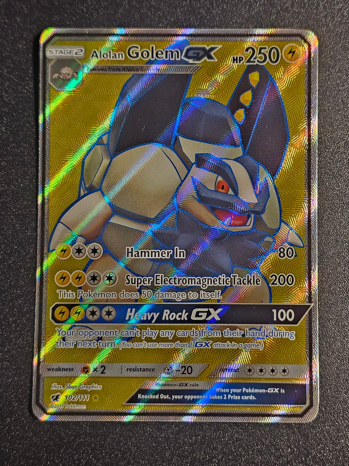 Pokemon TCG - Alolan Golem GX 102/111 Crimson Invasion