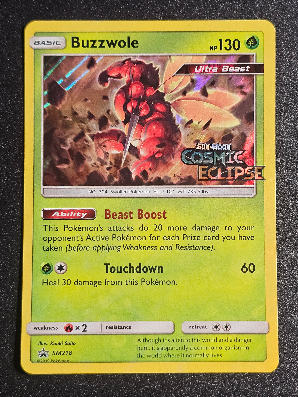 Pokemon TCG - Buzzwole SM218 Cosmic Eclipse Pre Release Promo