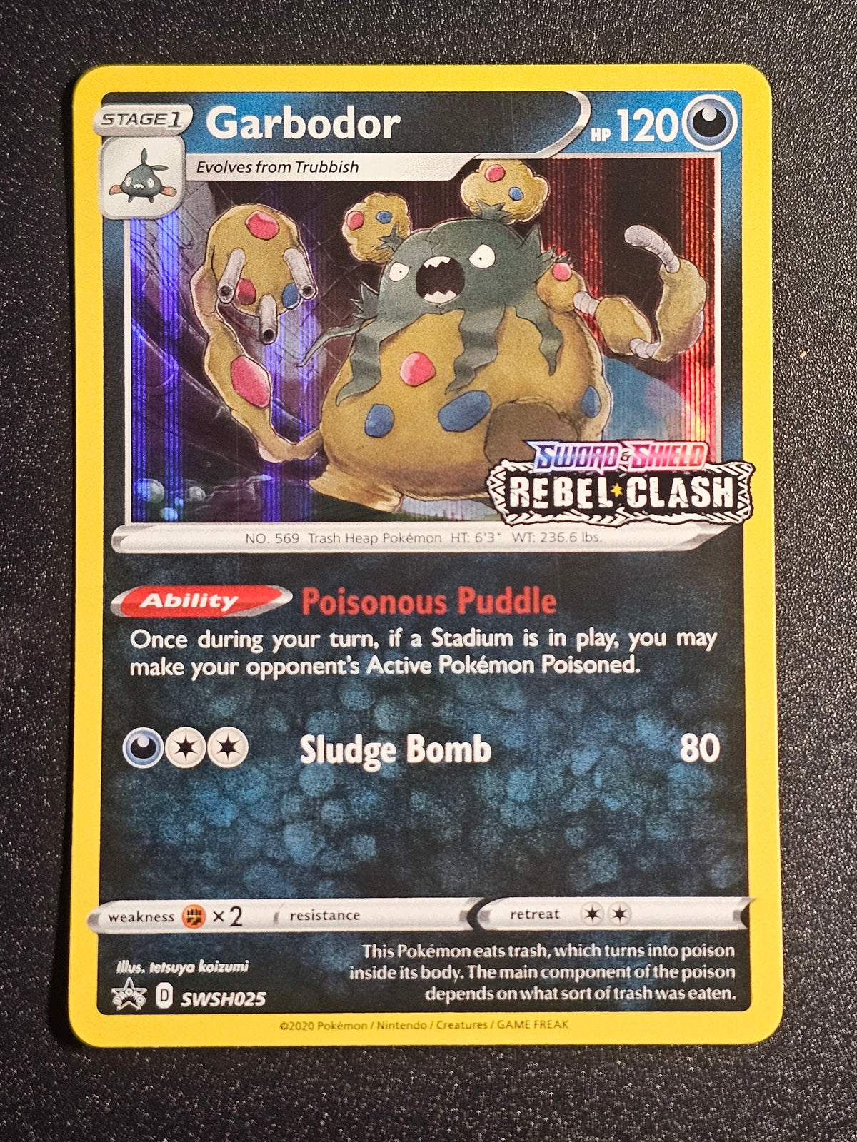 Pokemon TCG - Garbodor SWSH025 Rebel Clash Pre Release Promo