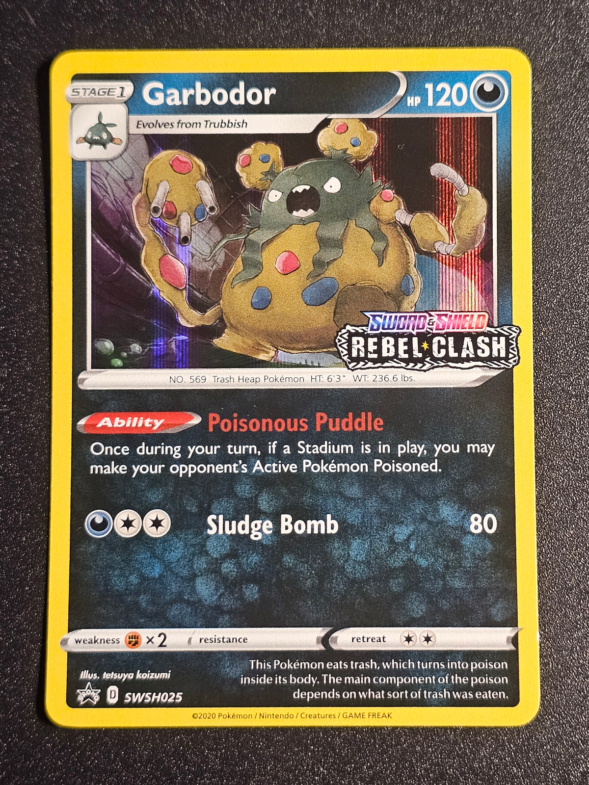 Pokemon TCG - Garbodor SWSH025 Rebel Clash Pre Release Promo